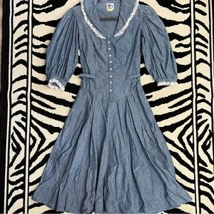 Vintage Byer Too Prairie Dress Puff Sleeve Boho Cottagecore Western Prairie